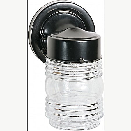 6 in Black 1-Light Clear Glass Jelly Jar Fixture 