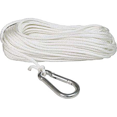 Solid Braid Nylon Anchor Rope w/ Hook - White