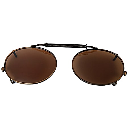 Bronze Spring-Bar Oval Clip-On Sunglasses