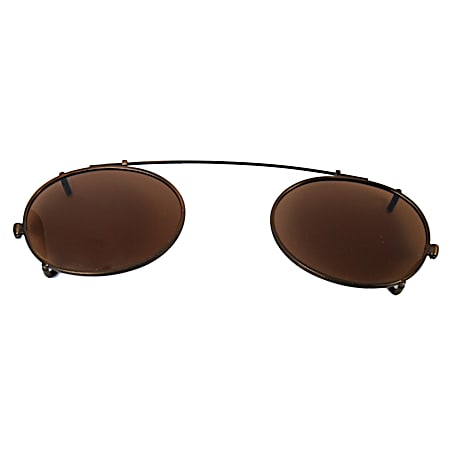 Bronze Flex-Bar Oval Clip-On Sunglasses