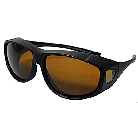 Adult Black Traditional Square Amber Lens Fit Over Sunglasses