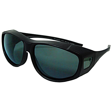 Adult Black Traditional Square Smoke Lens Fit Over Sunglasses