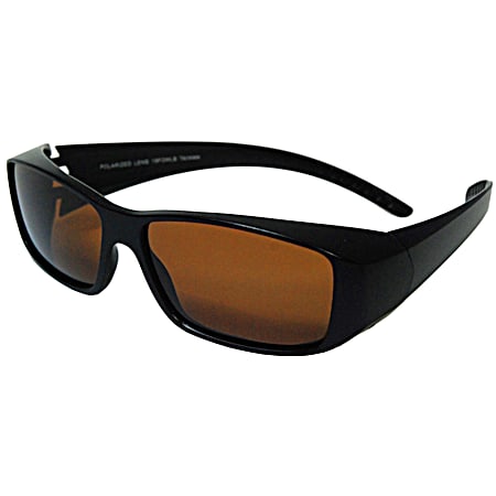 Medium/Large Black Rectangle Fits-Over Sunglasses
