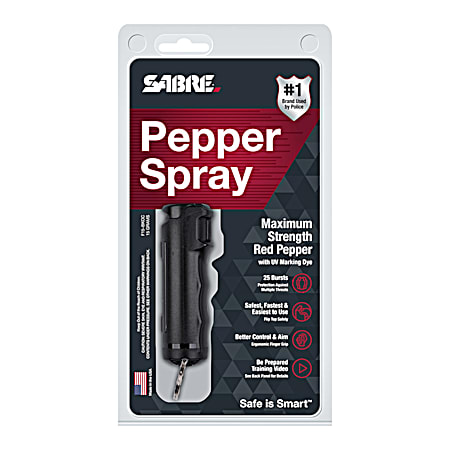 SABRE Black Pepper Spray w/ Flip Top Key Ring