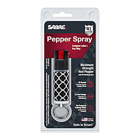 SABRE Black Designer Label Pepper Spray w/ Key Ring