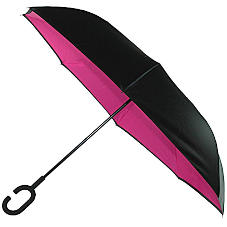 ShedRain Unbelievabrella Stick Black & Hot Pink Reverse Umbrella