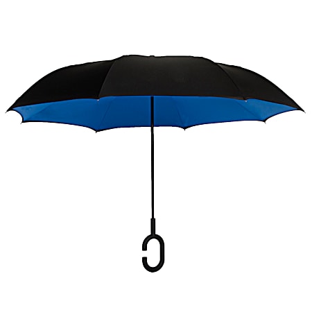 Unbelievabrella Stick Black & Ocean Blue Reverse Umbrella