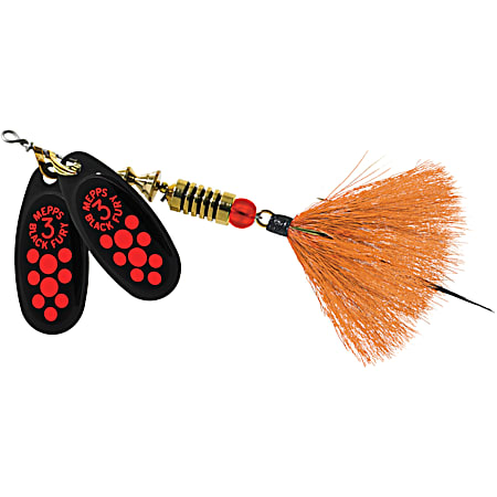 Fluorescent Red Dot/Orange Double Blade Black Fury Spinner