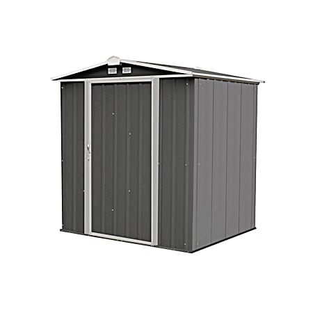 EZEE Shed 6 ft x 5 ft Charcoal & Cream All-Galvanized Steel Storage Shed