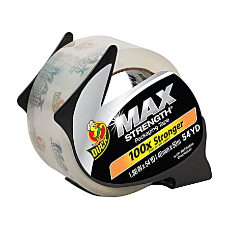 Duck Max Strength 1.88 in x 64.6 yd Clear Packing Tape w/ Dispenser