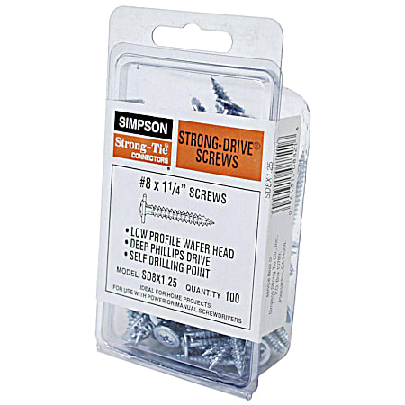Simpson Strong-Tie #8 x 1-1/4 in Strong-Drive Screws - 100 Pk