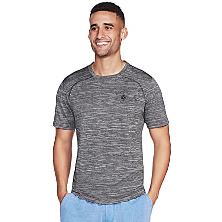 Skechers Men's On The Road Grey Heather Active Fit Crew Neck Short Sleeve Polyester Shirt