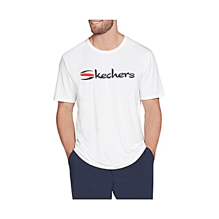 Skechers Men's White Americana Logo Graphic Crew Neck Short Sleeve T-Shirt