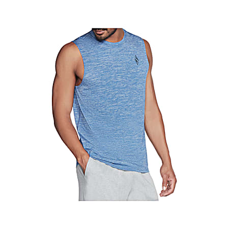 Skechers Men's On The Road Sodalite Blue Logo Graphic Active Fit Crew Neck Sleeveless Muscle Tank