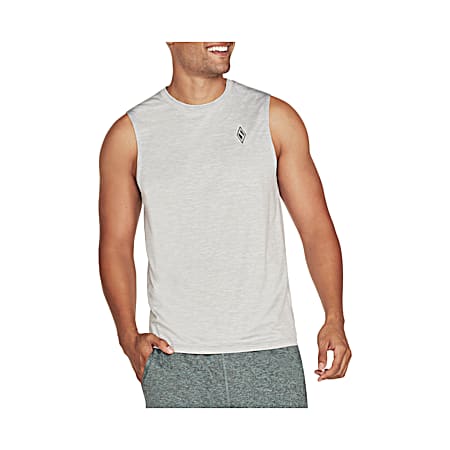 Skechers Men's On The Road Allow/White Logo Graphic Active Fit Crew Neck Sleeveless Muscle Tank