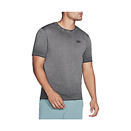 Skechers Men's Diamond Wash Breakers Bold Black Logo Graphic Crew Neck Short Sleeve T-Shirt