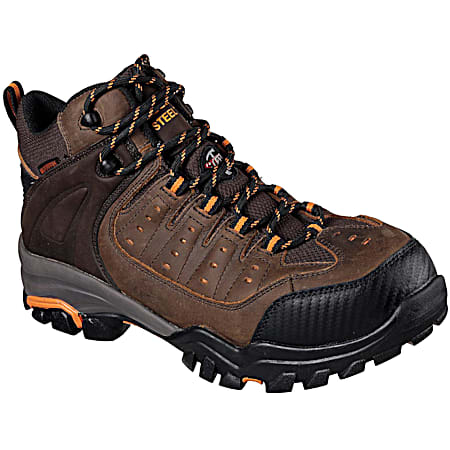 For Work Men's Delleker-Lakehead Brown/Orange Safety Toe Hikers