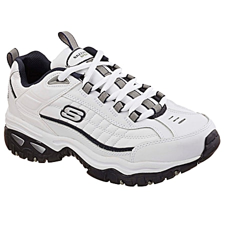 Men's Sport Energy - After Burn White & Navy Lace Up Wide Athletic Shoe
