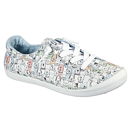 Ladies' White/Multi Bingo Wag Party Lace-Up Scrunch-Back Sneakers
