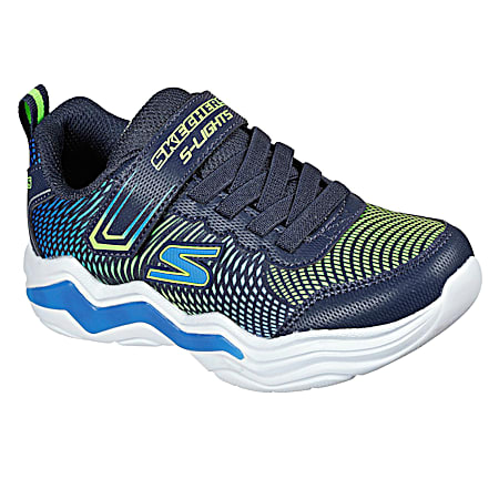 Boys' Navy/Lime S Lights Erupters Lite Shoes