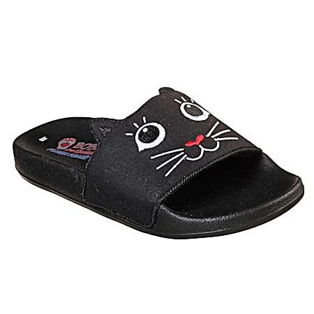 Ladies' Black Pop Up Paws Slide Sandals