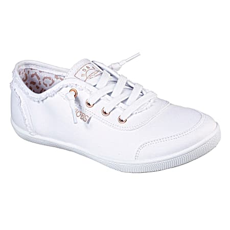Ladies' White B Cute Frayed Slip-On Shoes