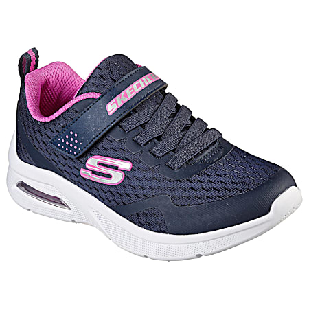 Girls' Microspec Max Navy Slip-On Sneakers