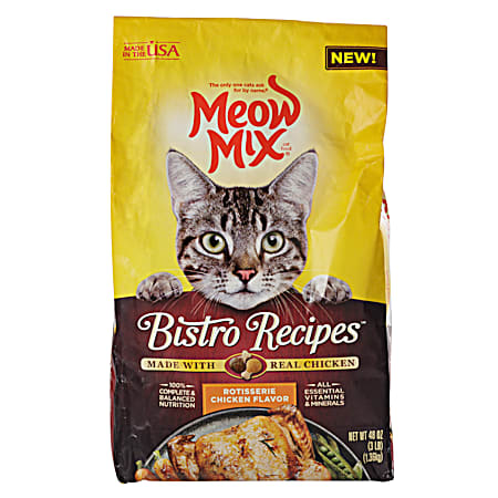 Meow Mix Bistro Recipes Adult Rotisserie Chicken Flavor Dry Cat Food