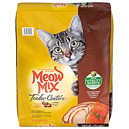 Meow Mix Tender Centers Adult Vitality Bursts Salmon & Turkey Flavors Dry Cat Food