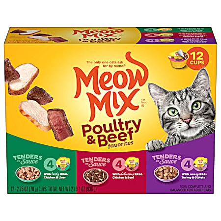 Meow Mix Tender Favorites Poultry & Beef Variety Wet Cat Food - 12 Pk