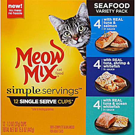 Meow Mix Simple Servings Seafood Variety Wet Cat Food - 12 Pk
