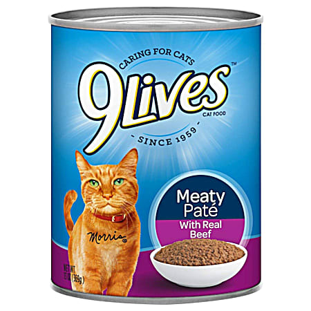 9Lives Meaty Pate 13 oz Real Beef Wet Cat Food