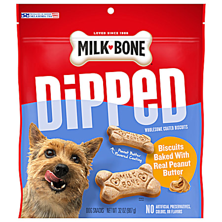 32 oz Dipped Dog Biscuits Baked w/ Peanut Butter
