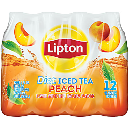 Lipton 16.9 oz Peach Diet Iced Black Tea - 12 Pk