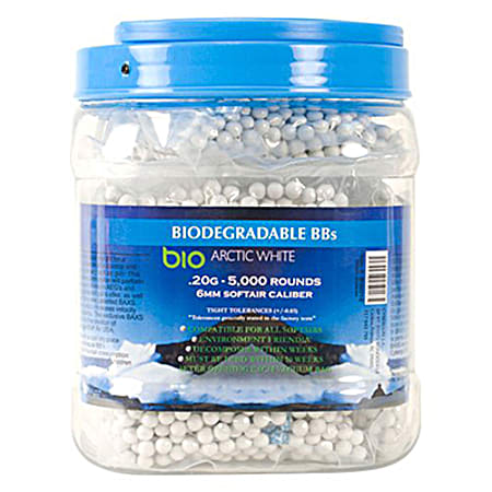 Arctic White BIO .20 Gr Airsoft Biodegradable BBs - 5,000 Ct