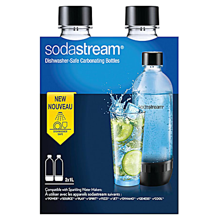 Soda Stream 1 L Carbonating Black Bottle - Twinpack
