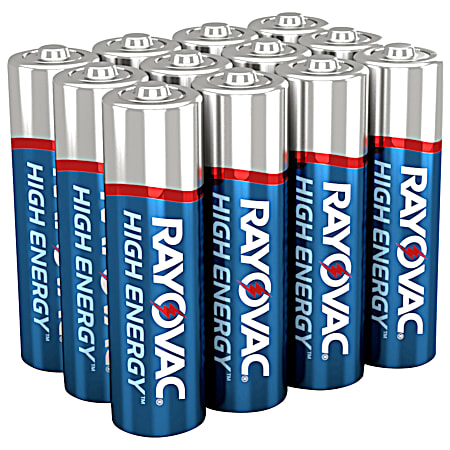 High Energy AA Alkaline Batteries - 12 Pk