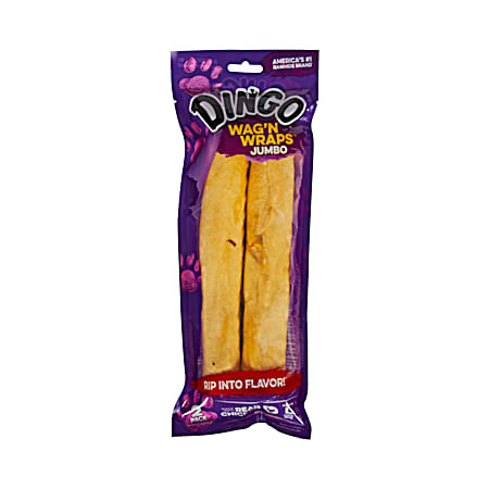 Dingo Wag'n Wraps Jumbo Rawhide Chews Dog Treats - 2 Pk