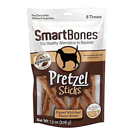 Pretzel Sticks Dipped w/ Real Peanut Butter Dog Treats - 8 Ct