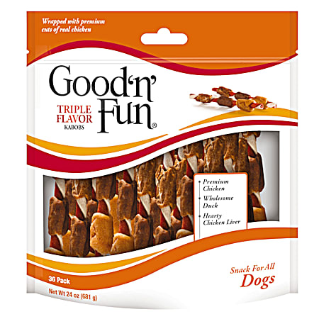Good 'n' Fun Triple Flavor Kabobs Dog Chews - 36 Pk