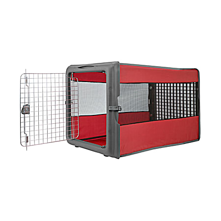 Sportpet Designs Pop Crate Large Red/Gray Travel Pet Crate