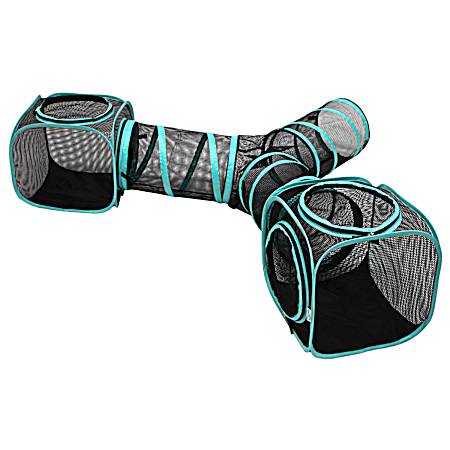 Black/Teal Outdoor Cat 3-Way Play Tunnel