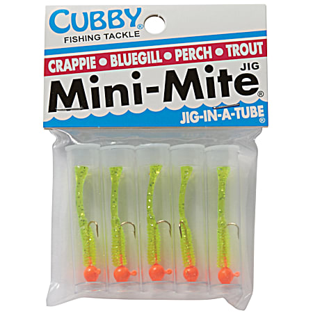 Mini-Mite Jigs - Orange/Chartreuse Glitter