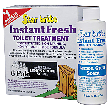 Star brite 8 oz Lemon Scent Instant Fresh Toilet Treatment - 6 Pk