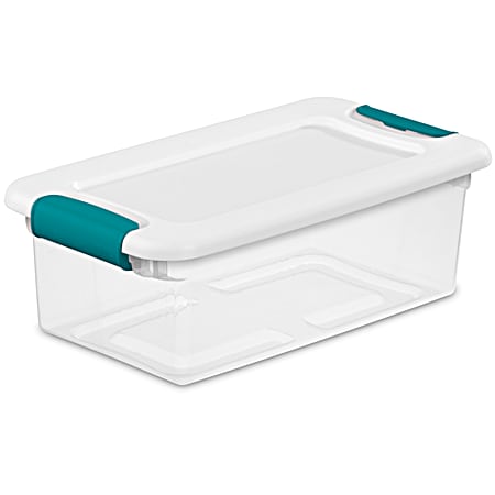6 qt Clear Base Storage Box w/ White Latching Lid