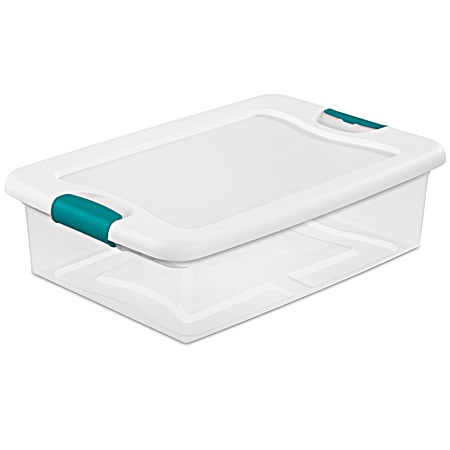 32 qt. Clear Base/White Lid Latching Storage Box