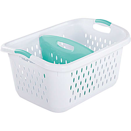 Sterilite White & Aqua Chrome Divided Laundry Basket