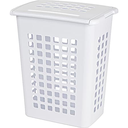 White Lift-Top Laundry Hamper