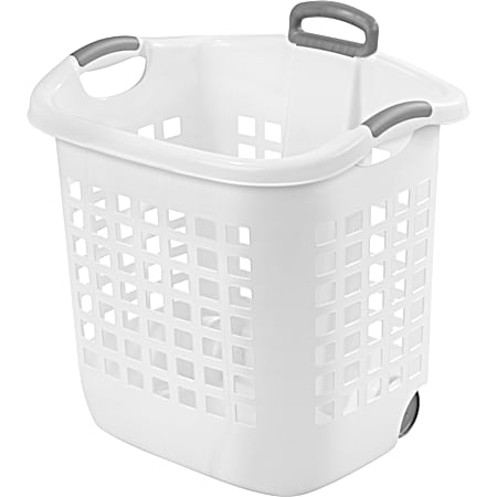 Ultra White Wheeled Laundry Basket