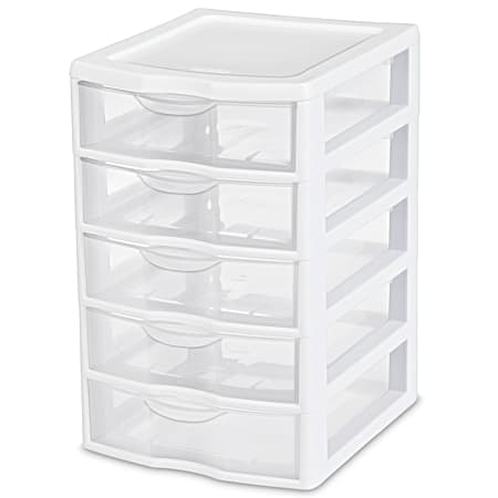 Small White 5-Drawer Unit